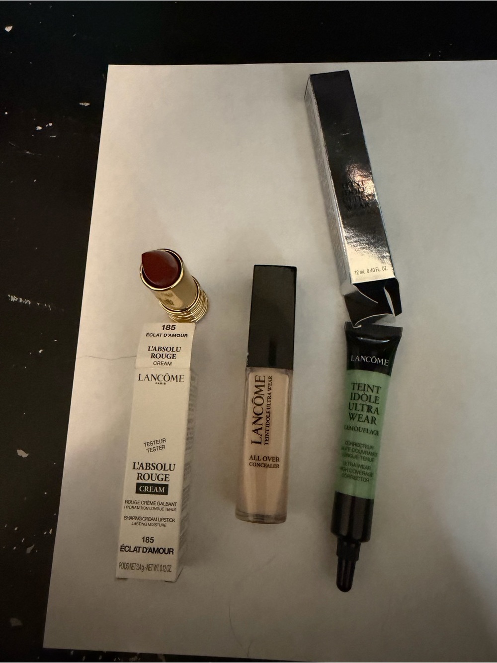 Lancôme Rouge Cream Lipstick in Deep Red with Matching Concealer Duo